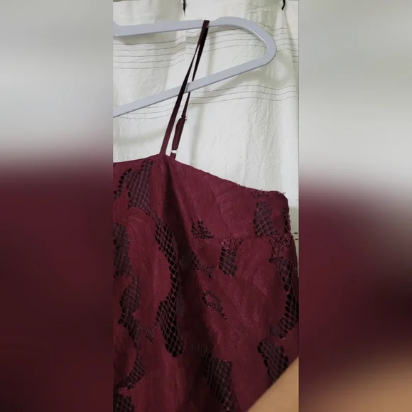 1.State Womens Lace One Shoulder Blouse  - Burgundy NWT SIZE S - Picture 8 of 12